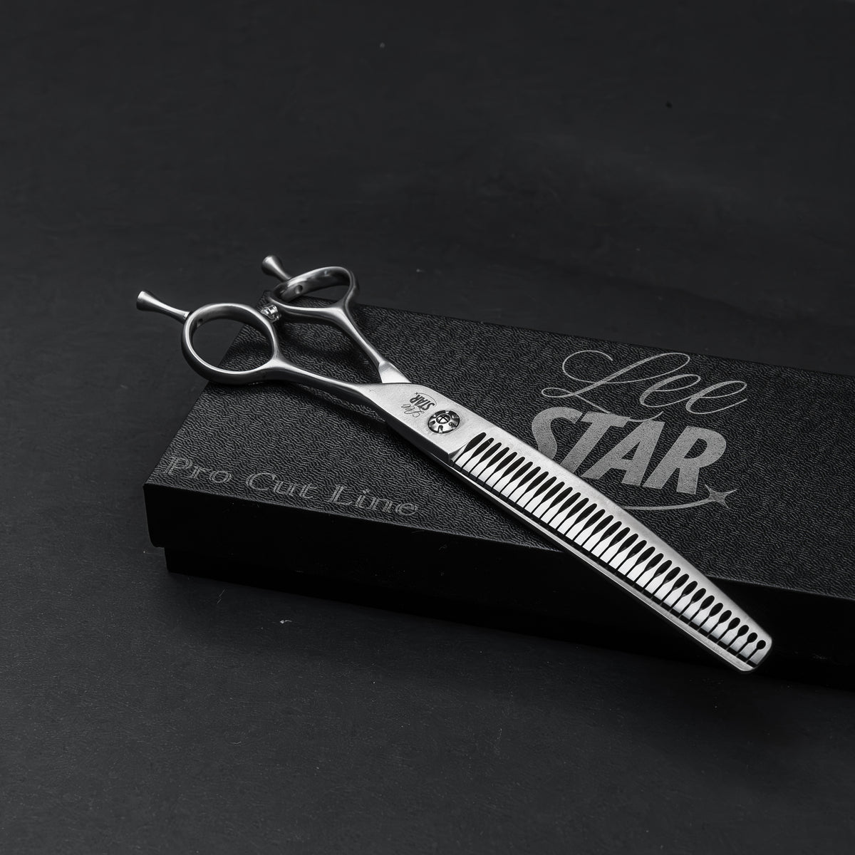 Foarfecă Grooming Canin Chunker Astrovon (LeeStar Gold) - Curbată